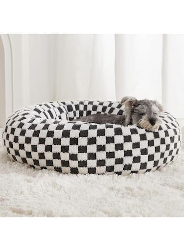 BFPETHOME Donut Dog Beds for Small Dog, Round Cat Beds for Indoor Cats, Calming Pet Bed for Puppy and Kitty with Non-Slip Bottom, Cute Fancy Dog Bed Machine Washable Plush Fabric
