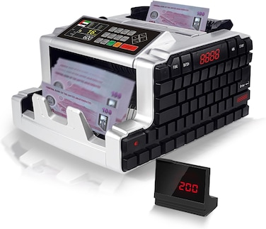 Crony Money Counter Machine Banknote - Al-6200T Portable Counting For Any Currency Aed Usd Eur Sar Uv+Mg+Ir+Dd Counterfeit Bill Detection Cash Counting With Dual Display &ge;1000Bills/Min
