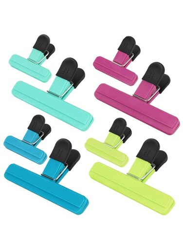 8PCS Chip Clips Food Sealing Clips , Household Snack Moisture-Proof Clips , Upgraded Wide Opening Bag Clips, With Anti-Slip Stripes Food Grade Sealing Handle Food Storage Clips, Assorted Sizes