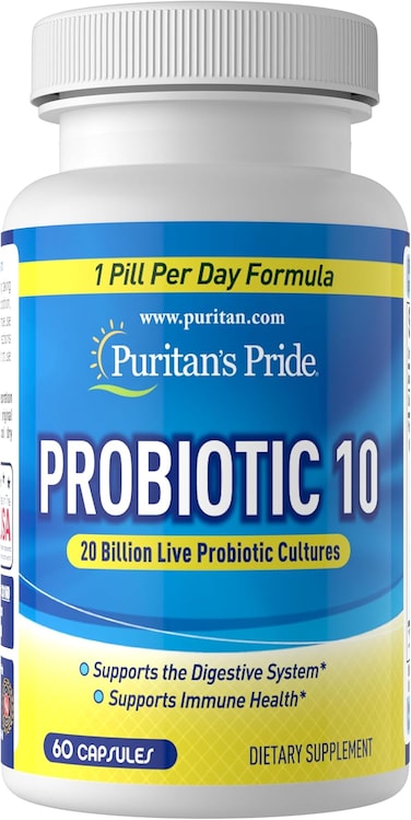 Puritan&#39;s Pride Probiotic 10 With Vitamin D To Help Support Immune System Health*, 60 Count, By Puritan&#39;s Pride, White