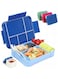 FALAHOM Lunch Box for Kid School - 1330ml Leakproof 6 Compartments with Food Utensils for Back to School, Book-Style Lunch Snack Containers for Toddler Daycare (Royal Blue)