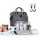 Sunveno Diaper Bag - XL - Grey with Sunveno Stroller Hooks