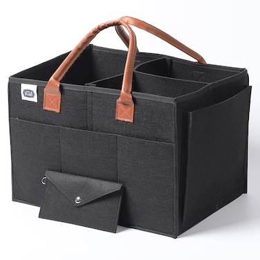 Little Story Diaper Caddy + Travel Pouch - Large - Black