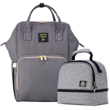 Sunveno Mamma Diaper &amp; Breast Pump Bottle Bag Set - Grey