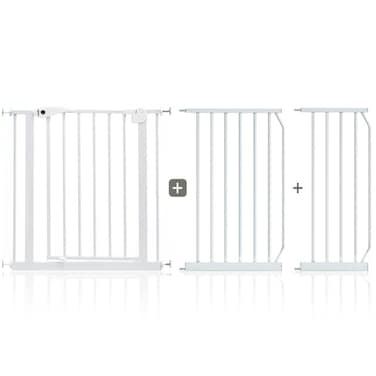 خزنة للأطفال - بوابة أمان معدنية w/t 30 سم + 45 سم - أبيض