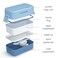 Eazy Kids Double Decker tic - tac - toe Lunch Box w/Bento Compartment Splitter Sauce Box and Spoon - Blue (1200ml)