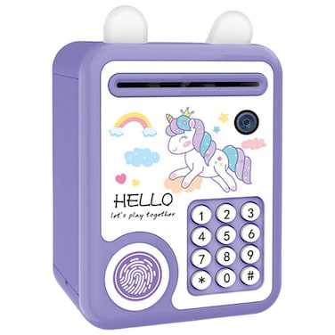 Little Story - lovely Piggy Bank wt Fingerprint Lock &amp; Music - Unicorn Purple