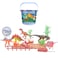 Little Story 21Pcs Dinosaur World Bucket Set With 5Pcs Dinosaur, 3Pcs Egg, and Scene Accessories and 1 Basket - Multicolor