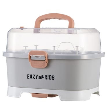 Eazy Kids Baby Bottle Drying Rack Storage Box, 9 Peg - Grey