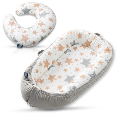 Little Story fiberfill Lounger Bed w/Feeding Pillow - Galaxy