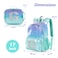 Eazy Kids 17" Set of 3 Backpack w/ Lunch Bag and Pencil Case - Girl Glitter Green