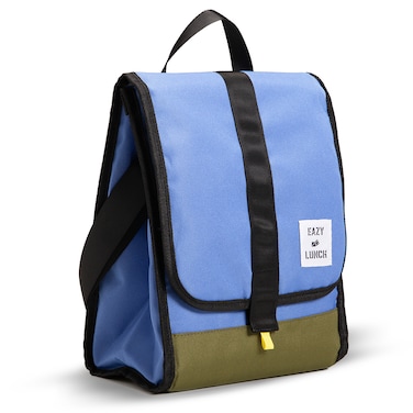 Eazy Kids Lunch Bag &ndash; Insulated, Foldable &amp; Stylish (Blue &amp; Olive)
