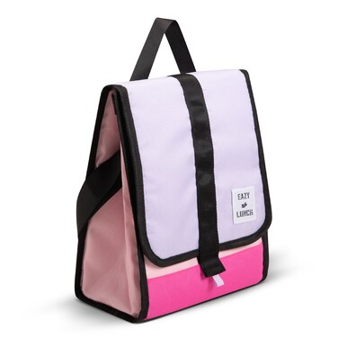 Eazy Kids Lunch Bag &ndash; Insulated, Foldable &amp; Stylish (Pink &amp; Lavender)
