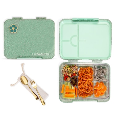 Eazy Kids 6 &amp; 4 Convertible Bento Lunch Box - Glitter Green