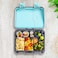 Eazy Kids 6 &amp; 4 Convertible Bento Lunch Box w/ Steel Spoon &amp; Fork Set and Alphabets Sticker - T-Rex Grey