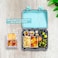 Eazy Kids 6 &amp; 4 Convertible Bento Lunch Box w/ Steel Spoon &amp; Fork Set and Alphabets Sticker - T-Rex Grey