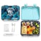 Eazy Kids 6 &amp; 4 Convertible Bento Lunch Box w/ Steel Spoon &amp; Fork Set and Alphabets Sticker - T-Rex Grey