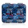 Eazy Kids 6 &amp; 4 Convertible Bento Lunch Box w/ Steel Spoon &amp; Fork Set and Alphabets Sticker - Car Racing Blue