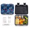 Eazy Kids 6 &amp; 4 Convertible Bento Lunch Box w/ Steel Spoon &amp; Fork Set and Alphabets Sticker - Car Racing Blue