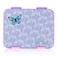 Eazy Kids 6 &amp; 4 Convertible Bento Lunch Box w/ Steel Spoon &amp; Fork Set and Alphabets Sticker - Butterfly Purple