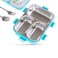 Nova Kids Stainless Steel 3 Compartment Bento Lunch Box w/ Spoon &amp; Fork Set - Blue