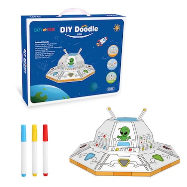 مجموعة أدوات صنع الأجسام الطائرة المجهولة من إيزي كيدز - تتضمن 3 أقلام تلوين   للأعمار من 3 سنوات فما فوق