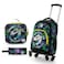 Eazy Kids 17" Set of 4 Backpack w/ 4 Wheel Trolley, Lunch Bag and Pencil Case - T-Rex