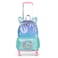 Eazy Kids 17" Set of 4 Backpack w/ 4 Wheel Trolley, Lunch Bag and Pencil Case - Girl Glitter Green