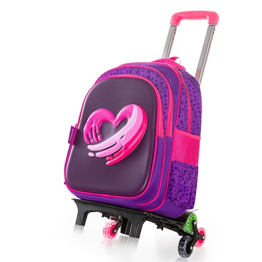Eazy Kids School Bag 16" w/ Trolley - Love &amp; Hugs Purple