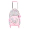 Eazy Kids 17" School Bag Set of 3 w/ 4 Wheel Trolley, Pencil Pouch - Love Pink