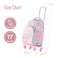 Eazy Kids 17" School Bag Set of 3 w/ 4 Wheel Trolley, Pencil Pouch - Love Pink