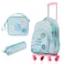 Eazy Kids 17" School Bag Set of 4 w/ 4 Wheel Trolley, Lunch Bag and Pencil Pouch - Little Daisy Green