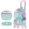 Eazy Kids 17" School Bag Set of 4 w/ 4 Wheel Trolley, Lunch Bag and Pencil Pouch - Love Green