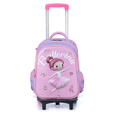 Nova Kids 3D School Bag w/ Trolley - Ballerina Pink, 16.5