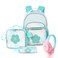 Eazy Kids 18" Set of 4 Backpack w/ BT Headset, Lunch Bag and Pencil Case - Flora Green