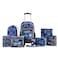 Eazy Kids 18" Set of 9 Backpack w/ 4 Wheel Trolley, Lunch Bag and Pencil Case - Car Racing
