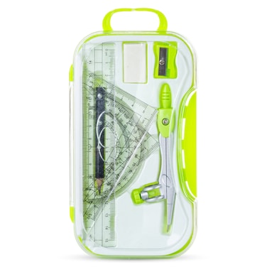 Eazy Kids 8-Piece Geometry Box Set &ndash; Compass, Ruler, Protractor-&nbsp;Green