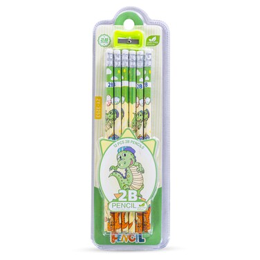 Eazy Kids 12-Pack 2B Pencils w/Eraser Includes Sharpener -Light Green