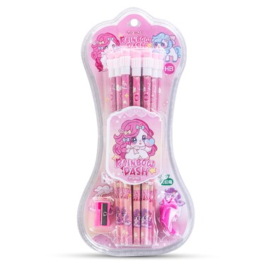 Eazy Kids 12-Piece HB Pencil Set w/Eraser &amp; Grip - Pink