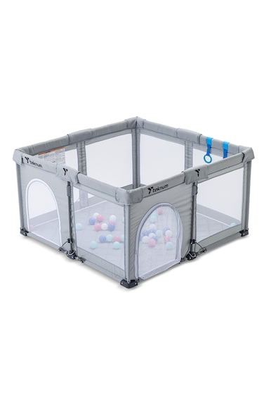 TEKNUM One - Minute Fold - Unfold Playpen, Medium 120 x 120 cm with Mattress and Balls - Grey