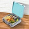 Eazy Kids 6 &amp; 4 Convertible Bento Lunch Box w/ Lunch Bag, Steel Spoon &amp; Fork Set and Alphabets Sticker - T-Rex Grey