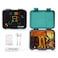 Eazy Kids 6 &amp; 4 Convertible Bento Lunch Box w/ Water Bottle, Steel Spoon &amp; Fork Set and Alphabets Sticker - Gamer