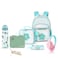 Eazy Kids 18" Set of 6 Backpack w/ Water Bottle, Lunch Box, Lunch Bag and Pencil Case &amp; BT Headset - Flora Green