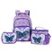 Eazy Kids 18" Set of 5 Backpack w/ Water Bottle, Lunch Box, Lunch Bag and Pencil Case - 3D Butterfly Purple