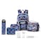 Eazy Kids 18" Set of 5 Backpack w/ Water Bottle, Lunch Box, Lunch Bag and Pencil Case - Car Racing