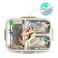 Eazy Kids 3 Compartment 800ml Stainless Steel bento Lunch Box w/ Water Bottle - T- Rex Purple