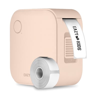 طابعة ملصقات صغيرة من إيزي كيدز مع 180 لفة ملصقات، تحكم ذكي بالتطبيق للمنزل والمكتب والمدرسة - وردي
