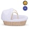 Teknum Moses Basket with Waffle Beddings and Mattress - White