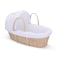 Teknum Moses Basket with Waffle Beddings and Mattress - White
