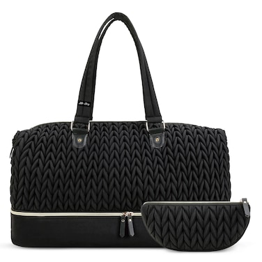 Little Story Luxe Knit Diaper Bag with Clutch - Black